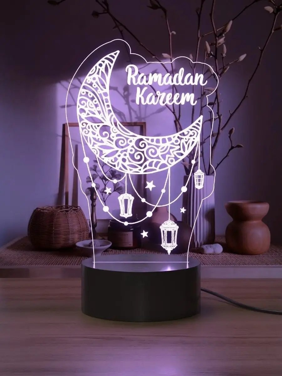 Декоративный светильник в USB разъем Ночник Рамадан Карим Ramadan Kareem, белый