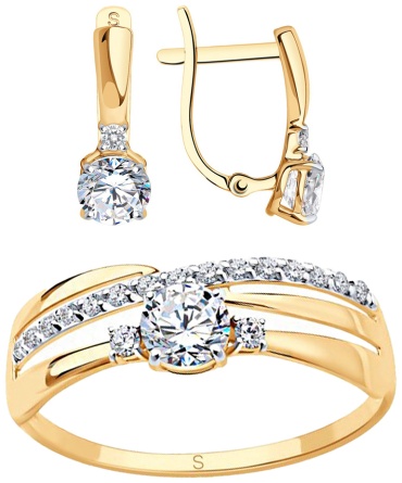 SOKOLOV SET-14HYAW вес 3.65 г золото, фианит Swarovski, фианит