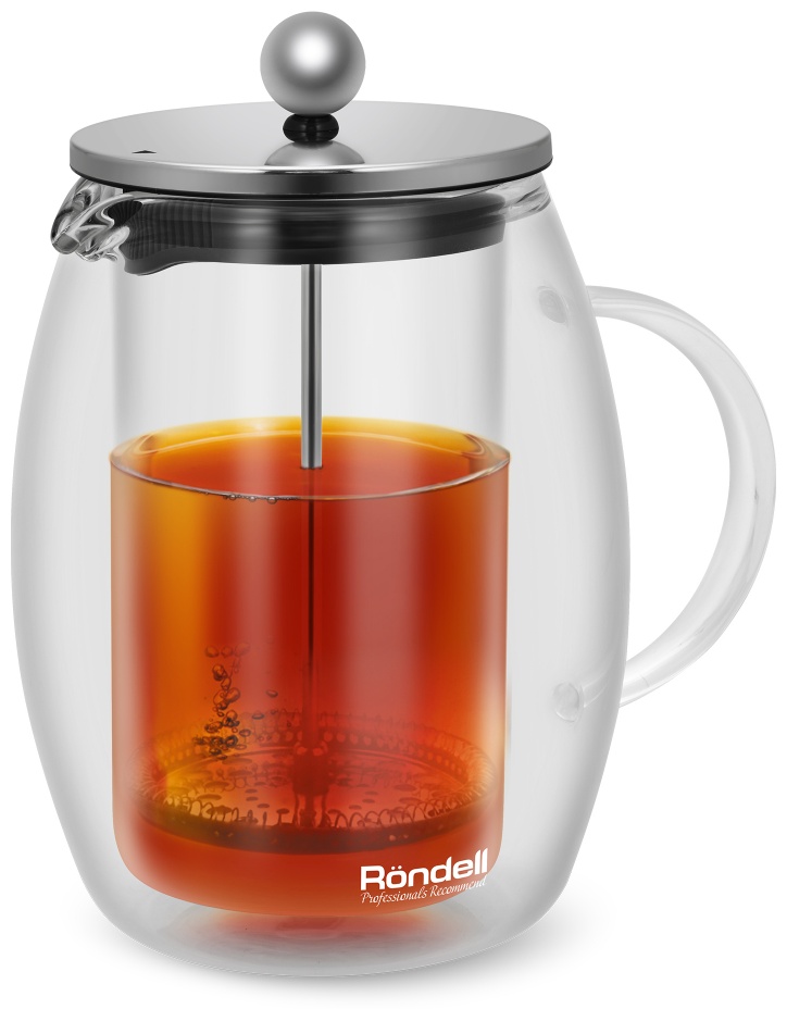 Френч-пресс Rondell RDS-1822 1000 мл, нержавеющая сталь, пластик, жаропрочное стекло