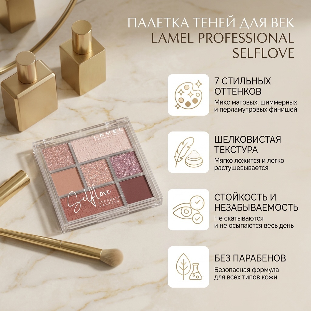 Lamel Professional тени прессованные Selflove 401