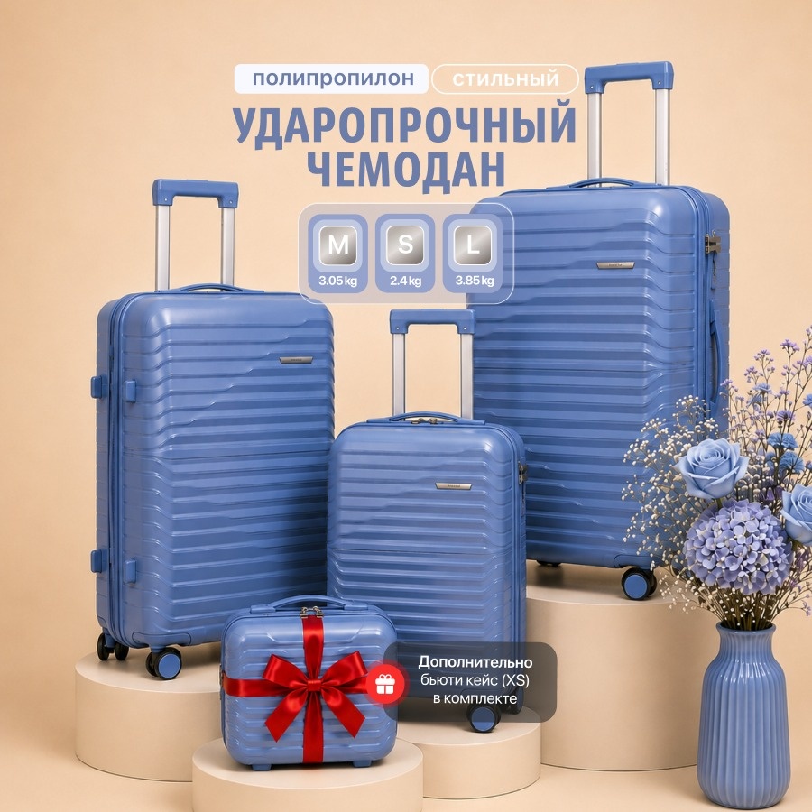 Комплект чемоданов BOTASH HOME CHD-153 полипропилен 100 л синий