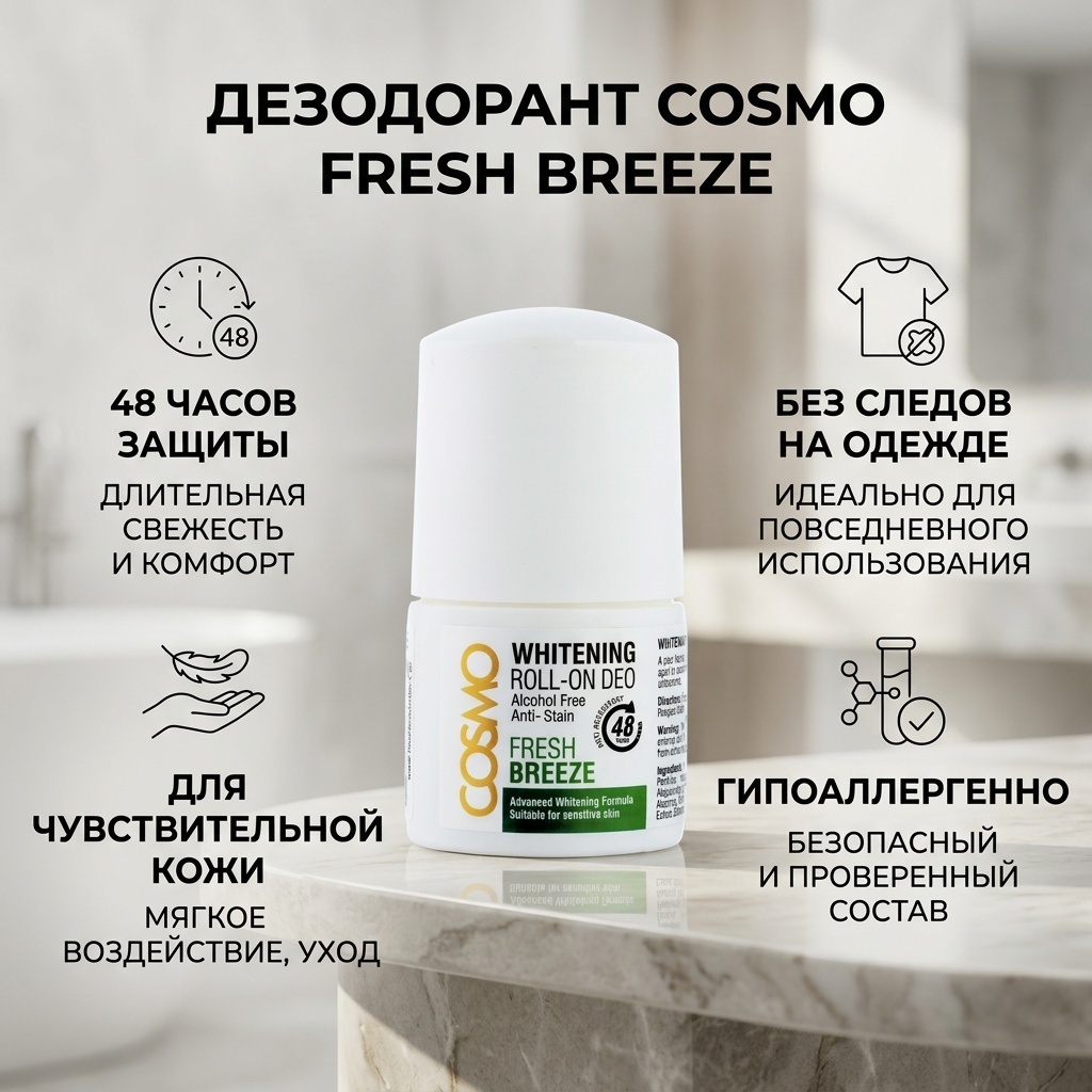 Cosmo Fresh Breeze дезодорант-антиперспирант унисекс 50 мл