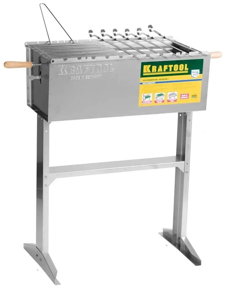 Мангал полустационарный Kraftool 30x60x80 см, сталь
