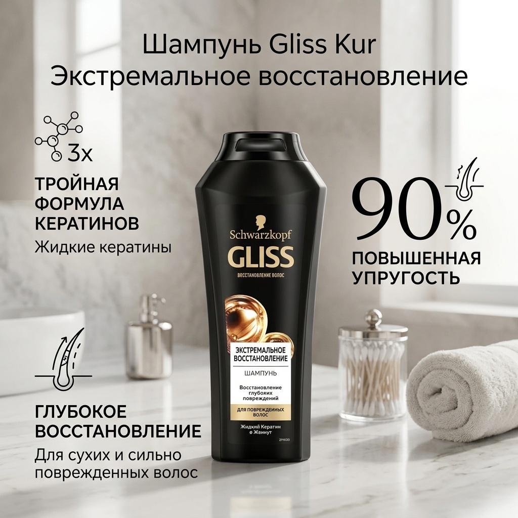 Gliss Kur Экстремальное восстановление шампунь 250 мл
