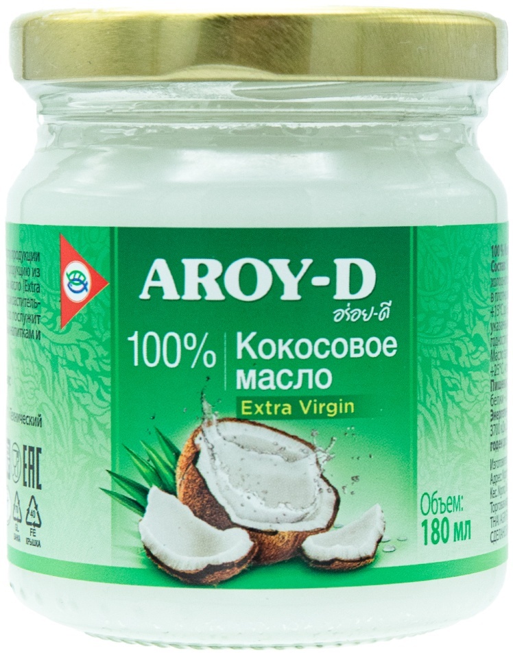 Растительное масло AROY-D кокосовое нерафинированное 0.18 л
