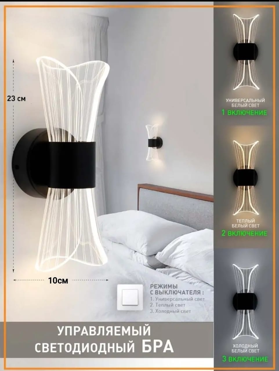 Бра настенный LOBRUN LED, черный