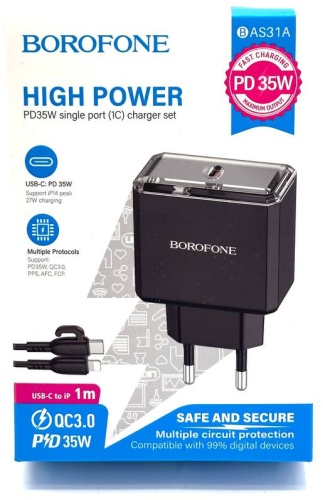 Borofone BAS31A USB Type-C, Lightning 35 Вт черный