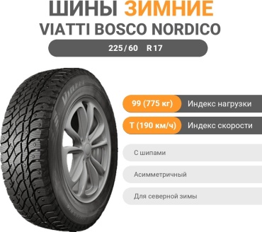 Viatti Bosco Nordico V-523 225/60 R17 99T с шипами