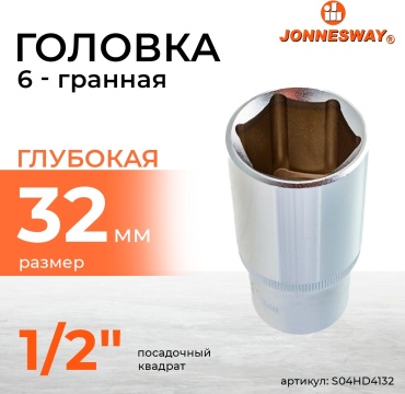 JONNESWAY торцевая головка глубокая 1/2 S04HD4132 1 шт