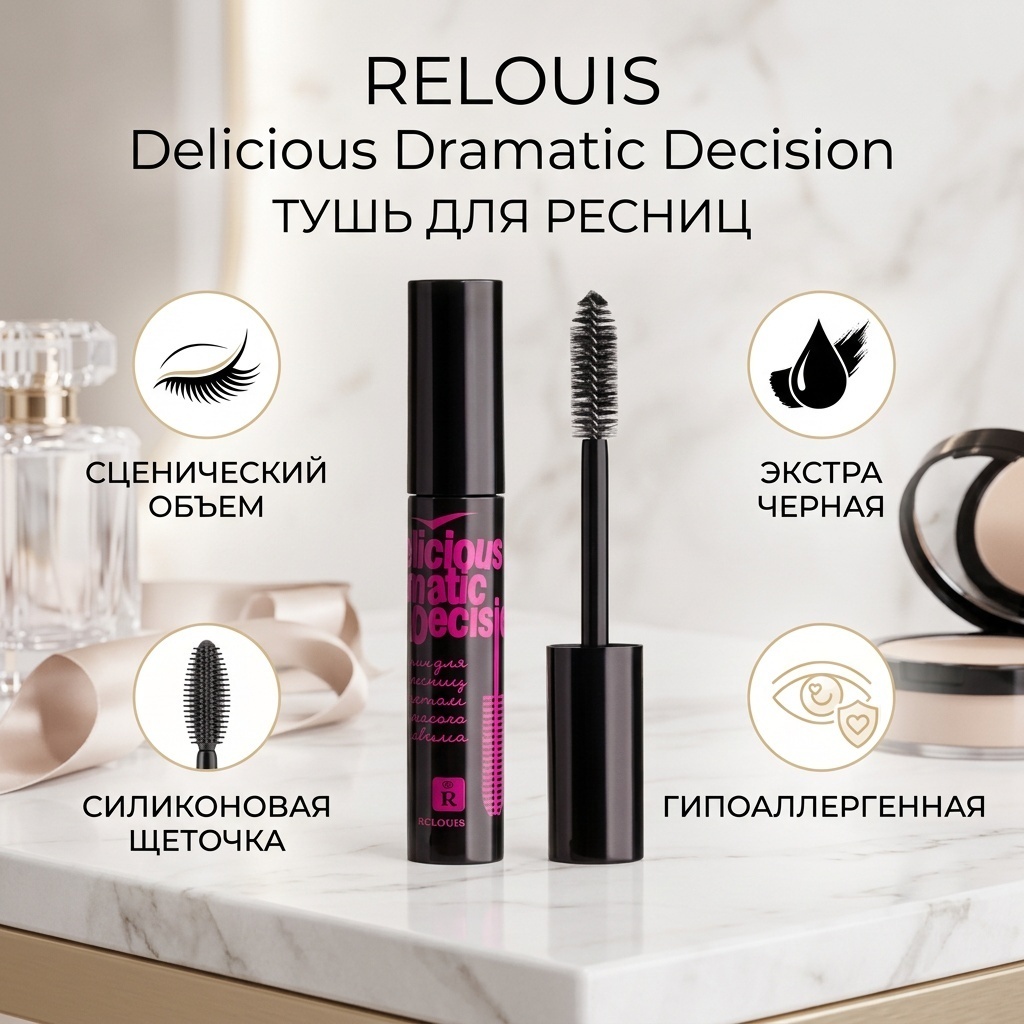 Тушь для ресниц RELOUIS Delicious Dramatic Decision для объема черный