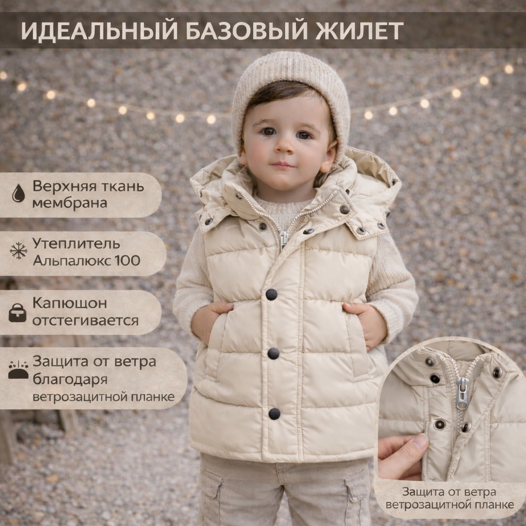 Жилет 24kids бежевый