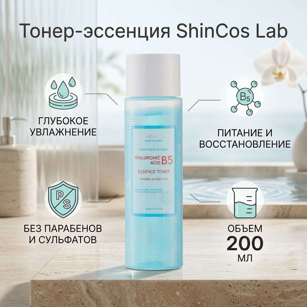 ShinCos Lab тонер Hyaluronic Acid B5 200 мл