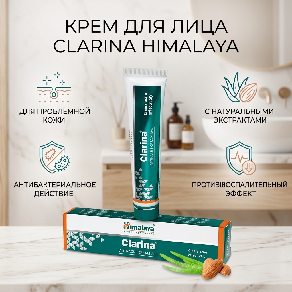 HIMALAYA Clarina Крем для проблемной кожи лица Кларина, 30 гр