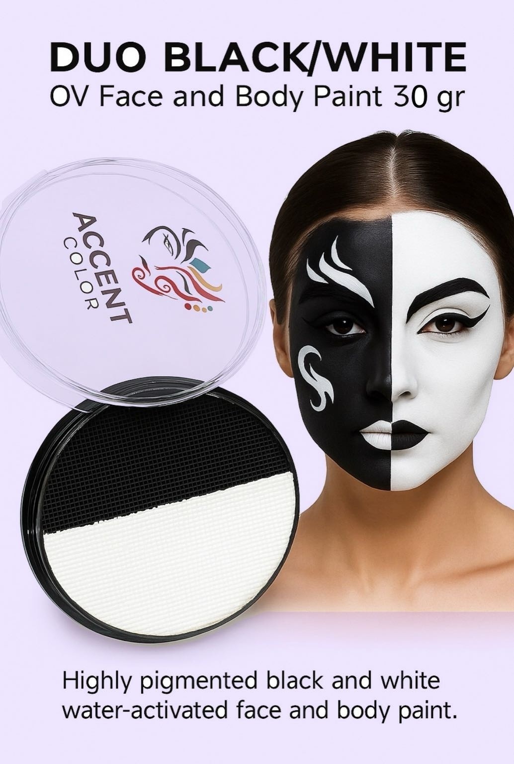 🖤🤍 Аквагрим краска Duo Accent Color Черный+Белый 30 грамм