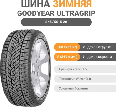 Goodyear ULTRAGRIP PERFORMANCE SUV 245/50 R20 105 V без шипов