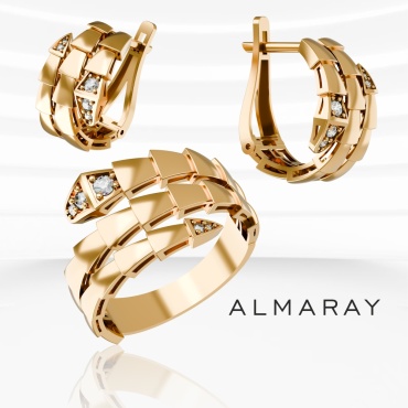ALMARAY 11211727-21211727 вес 11.04 г золото, фианит