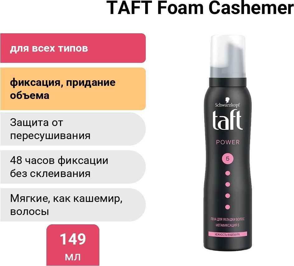 TAFT Foam Cashemer пенка средняя фиксация 149 мл