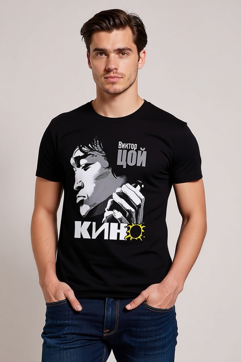 Футболка Lamayka Print Studio "Виктор Цой Кино" черный