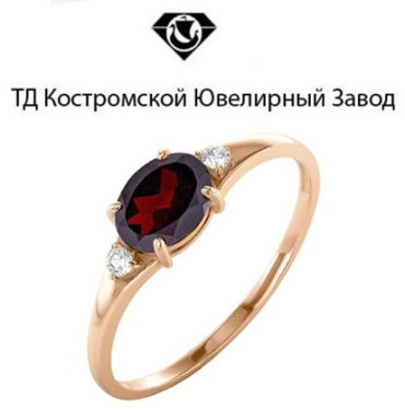 Кольцо ТД Костромской Ювелирный Завод 2000797786 размер 19.5 вес 1.88 г золото, гранат, фианит