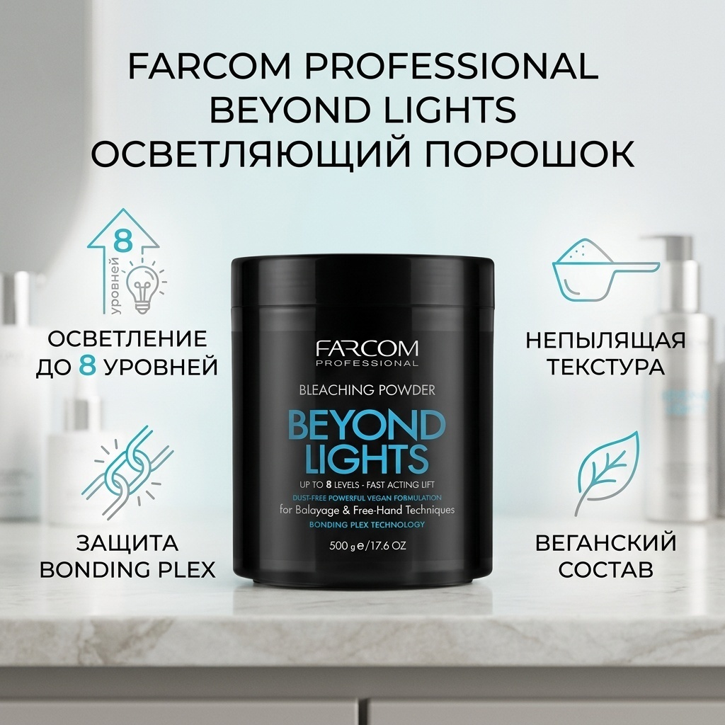 FARCOM Beyond lignts Блонд осветляющий порошок 500 мл