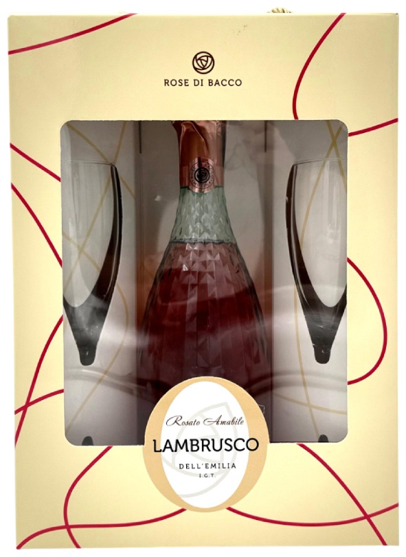 Подарочный набор Rose di Bacco игристое вино 7.5% 0.75 л