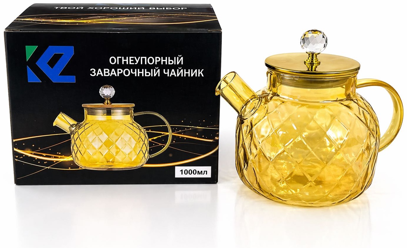 Чайник 30358445_Золотая 1 л 1 л, жаропрочное стекло