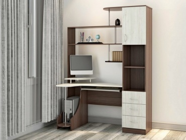 Стол компьютерный с надстройкой Алтай-Мебель Глобус, 150х90x210 см, коричневый