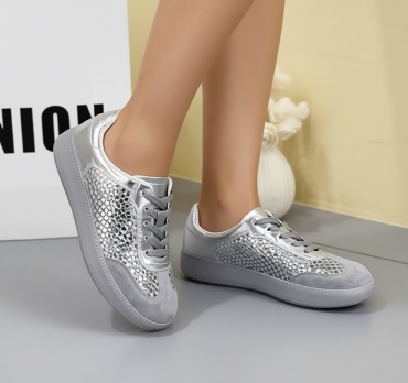 Кроссовки BONA FORTUNA Golden Goose Silver Glitter Sneakers серебристый