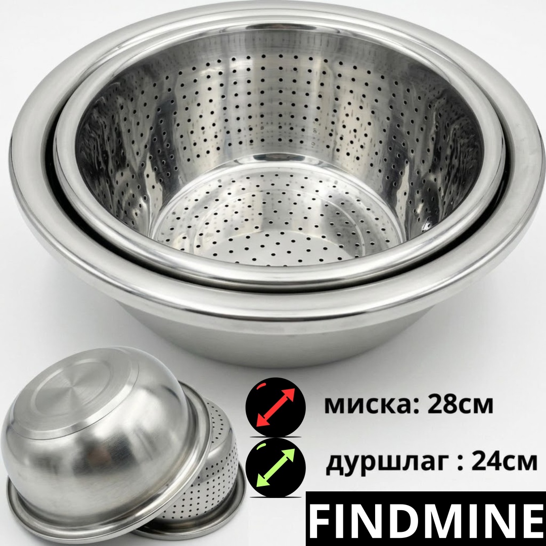 Миска-дуршлаг FINDMINE Базовая коллекция 28245164518 28 см металл, 2 л 2 шт