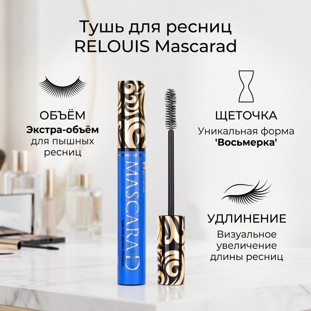 Тушь для ресниц RELOUIS Mascarad для объема синий