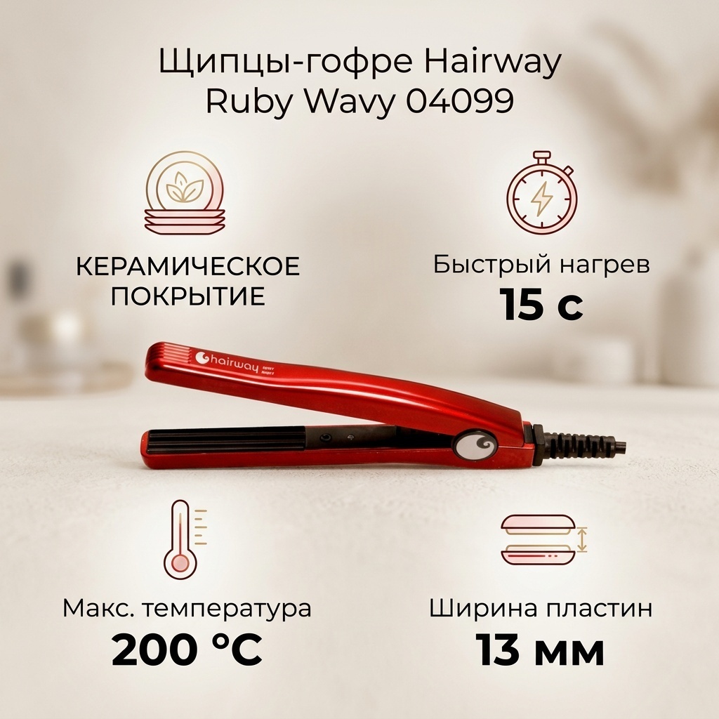 Hairway Wavy 04099 щипцы гофрированные 13 мм