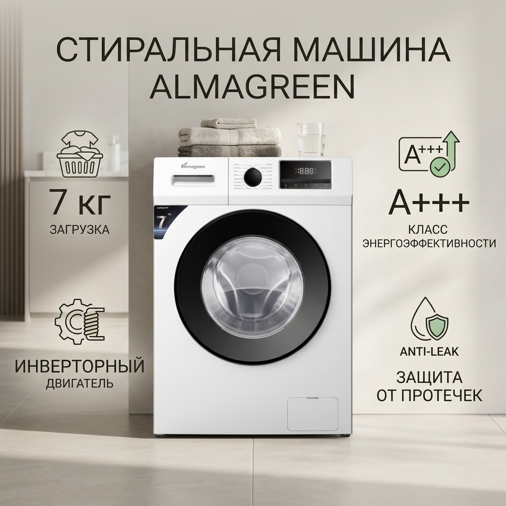 Стиральная машина Almagreen AG-TWF70-GUW 7 кг белый