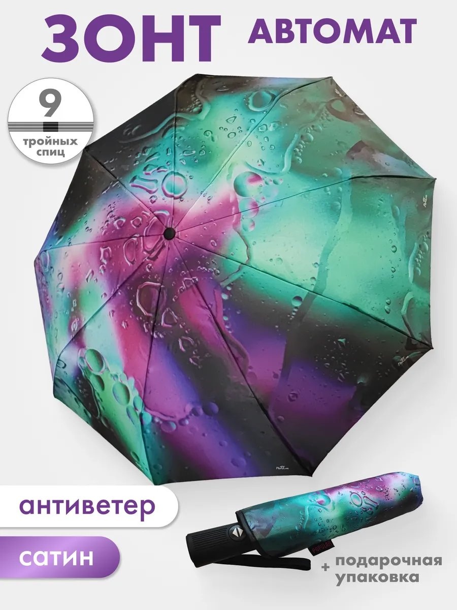 Складной зонт полуавтомат черный