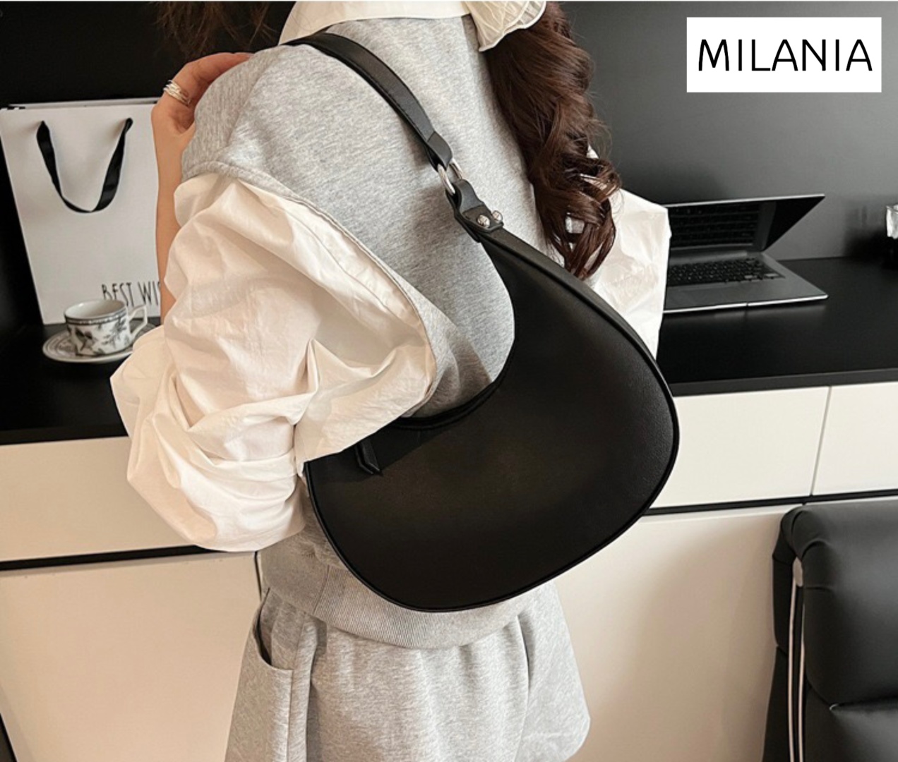 Сумка хобо Milania искусственная кожа черный