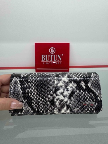 Кошелек BUTUN натуральная кожа черный, серый