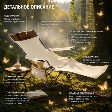 Шезлонг Tangyi бежевый