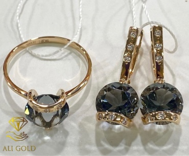 ALI GOLD 17рр/8585 вес 8 г золото, бриллиант, турмалин