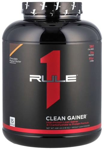 Гейнер Rule 1 Clean Gainer, со вкусом шоколада и арахисовой пасты, 2,18 кг со вкусом шоколада и арахисовой пасты 2180 г