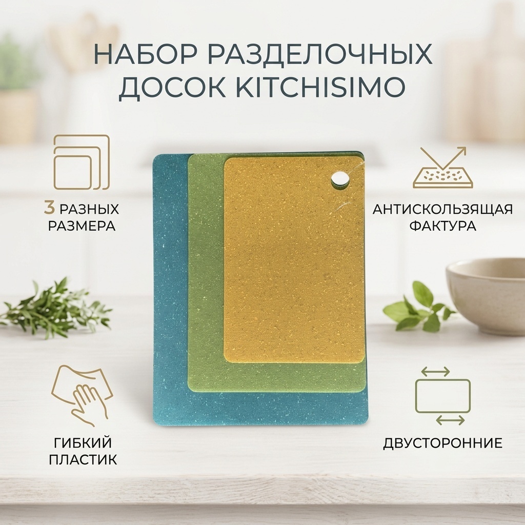 KITCHISIMO набор разделочных досок 268455 3 шт, пластик