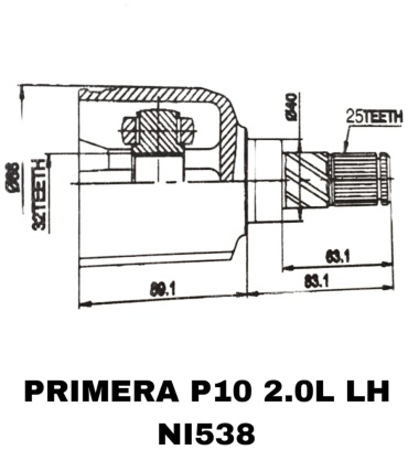 A.D.A.L AUTO шрус внутренний NI-538