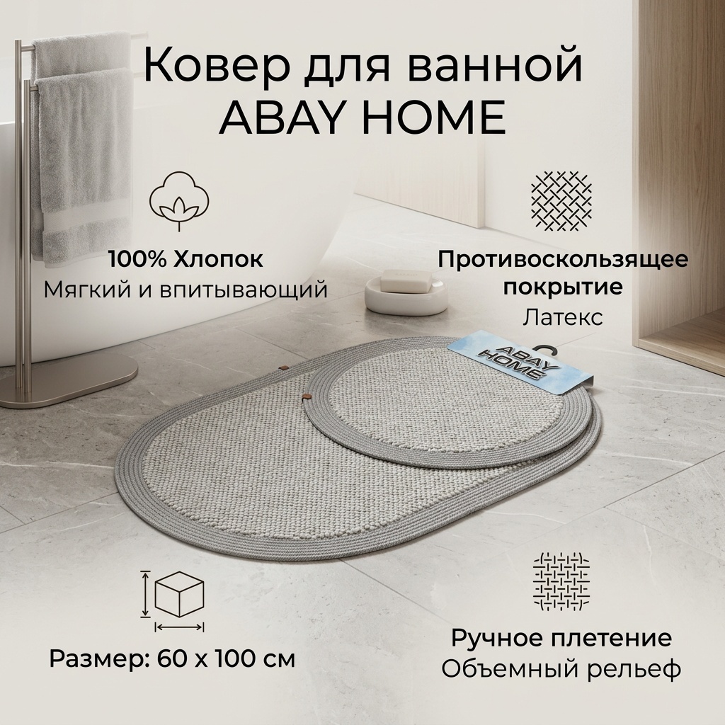 Abay Home комплект ковриков 1393103320 100x60 см, хлопок, латекс