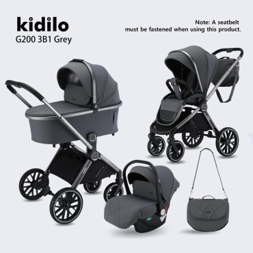 Коляска универсальная 3 в 1 Kidilo G200, серый