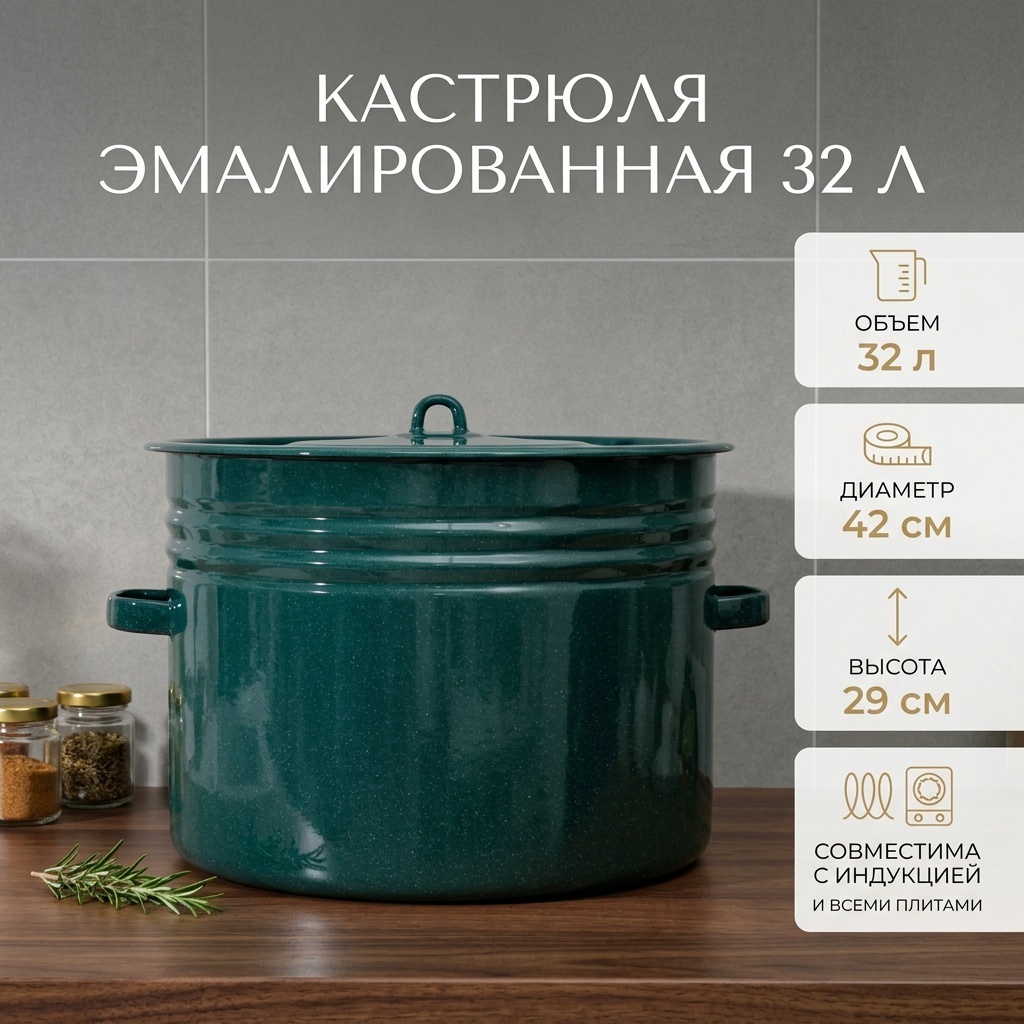 Кастрюля 32 л, 711828 эмаль