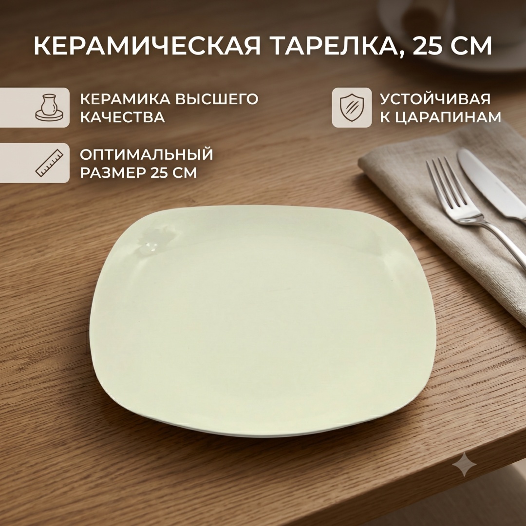 Тарелка 25 см, 1 шт, керамика