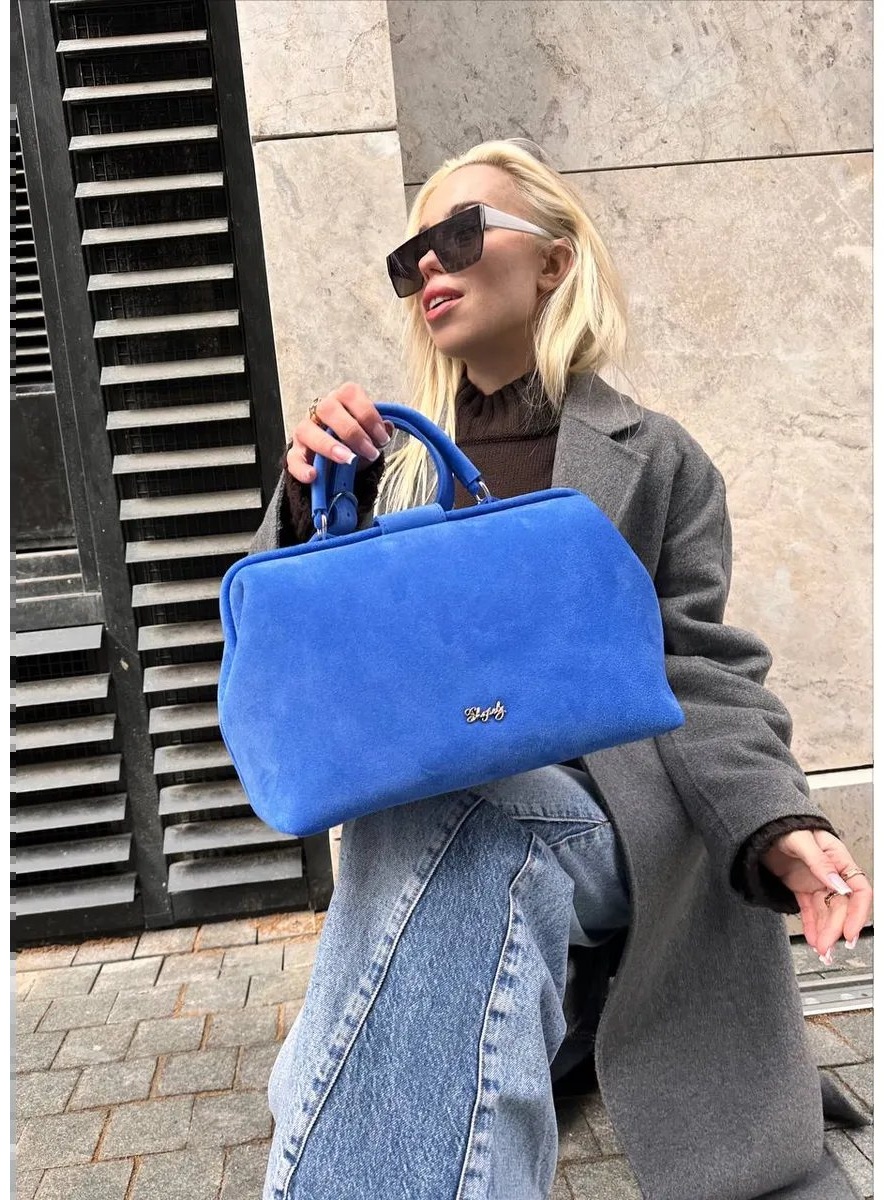 Саквояж Shapely bags натуральная кожа синий 8.8 л