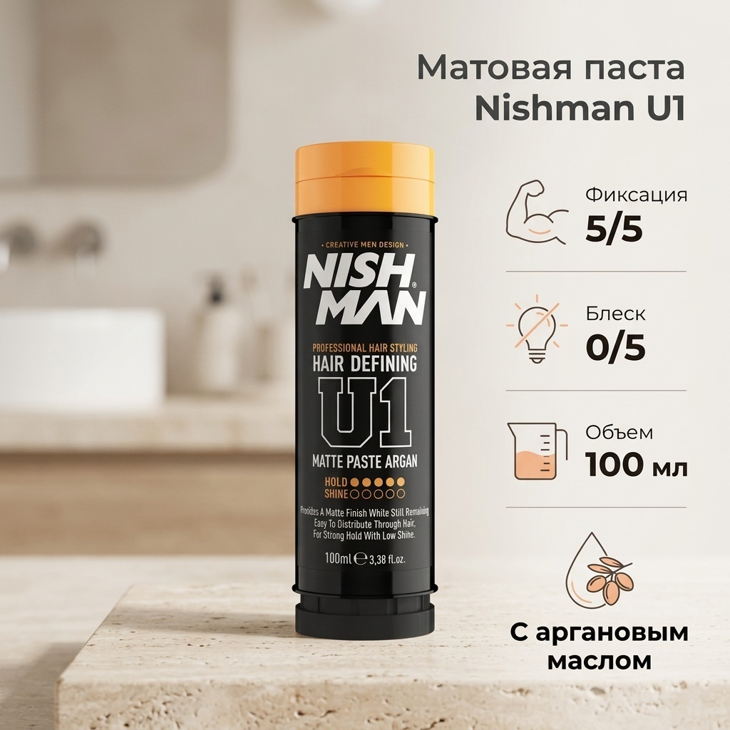 NISHMAN Hair Defining Matte Paste Argan- U1 паста сильная фиксация 100 мл
