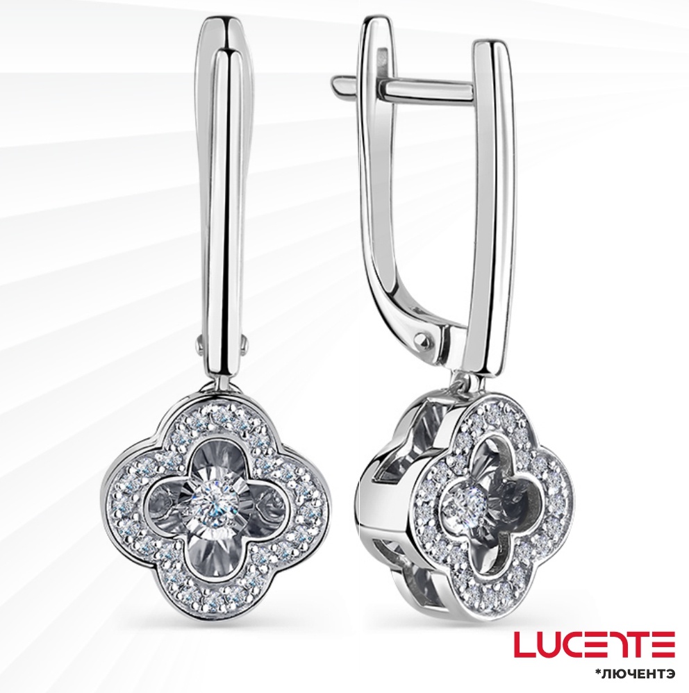 Серьги Lucente Бриллианты Якутии 02-12-5891-31-00-1 вес 4.37 г золото, бриллиант