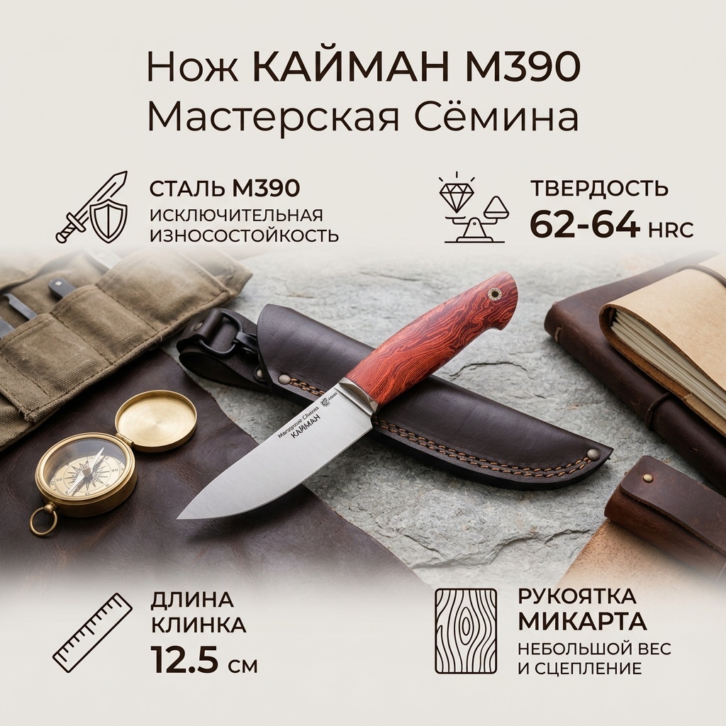 Нож разделочный Мастерская Сёмина, лезвие: сталь 1 шт