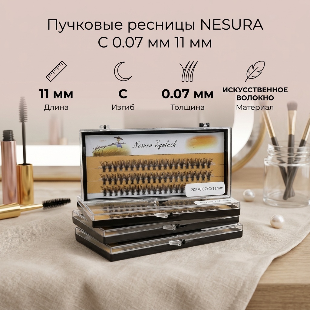 NESURA пучковые C 0.07 мм черный 11 мм