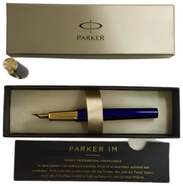 Ручка подарочная PARKER перо синяя лаковая с золотом (ПП 4)